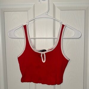 Red Ribbed Crop Top